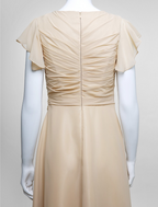 Mother of the Bride Dress Plus Size Elegant V Neck Floor Length Chiffon Sleeveless with Criss Cross Appliques
