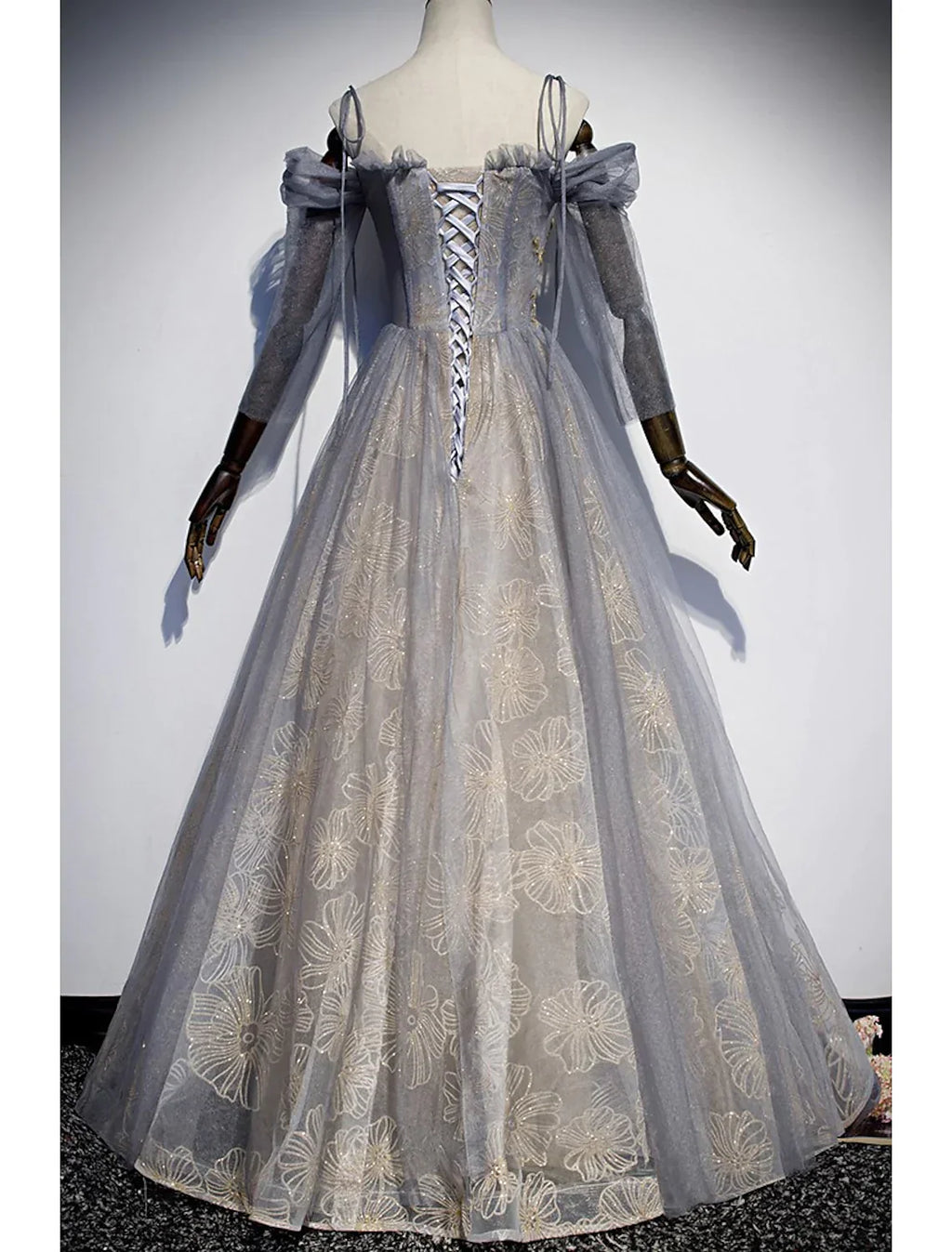A-Line Prom Dresses Dress Wedding Floor Length Strap Tulle with Sequin Embroidery