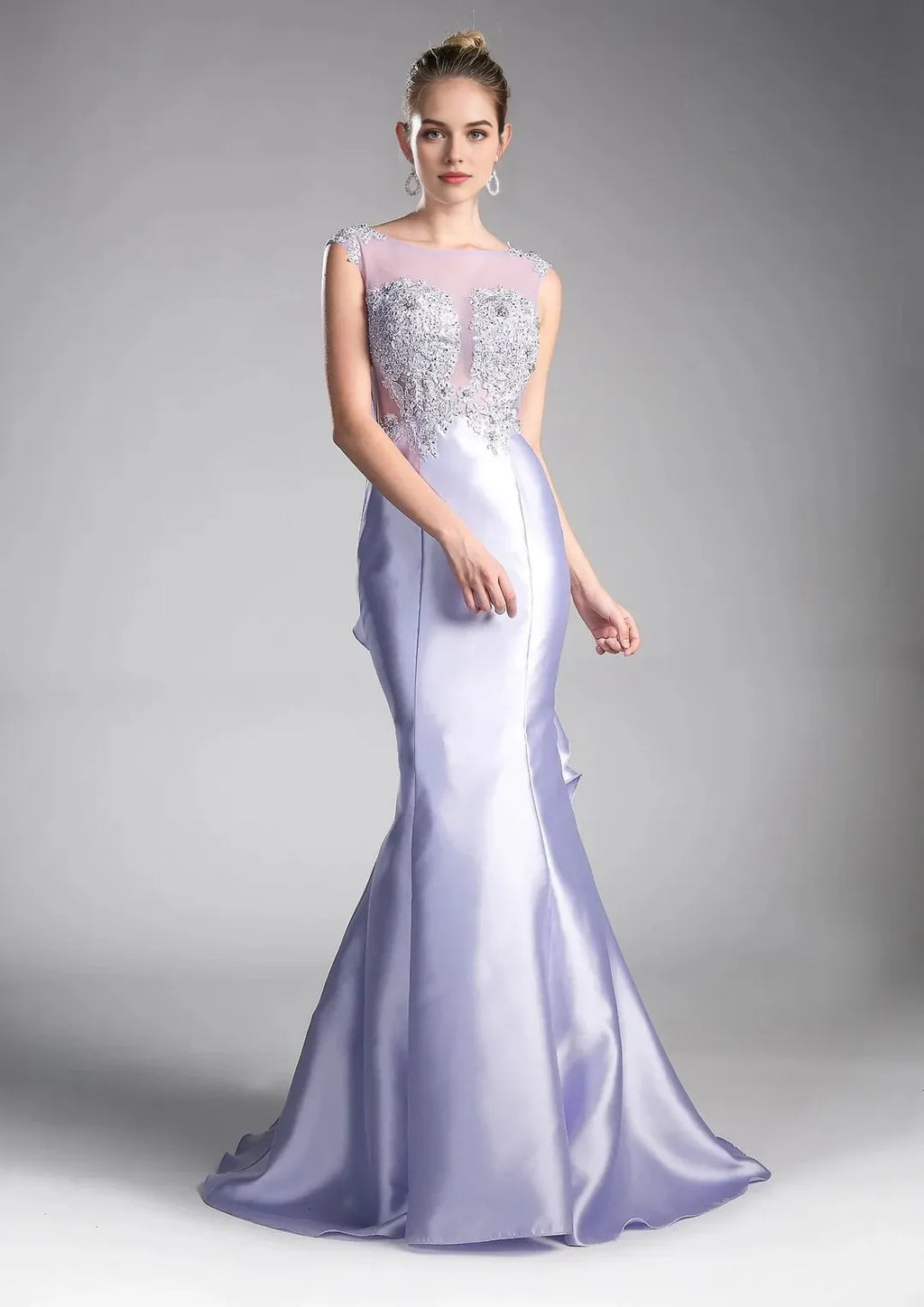 Elegant Mermaid Illusion Sleeveless Keyhole-Back Sweep-Train Prom Dress