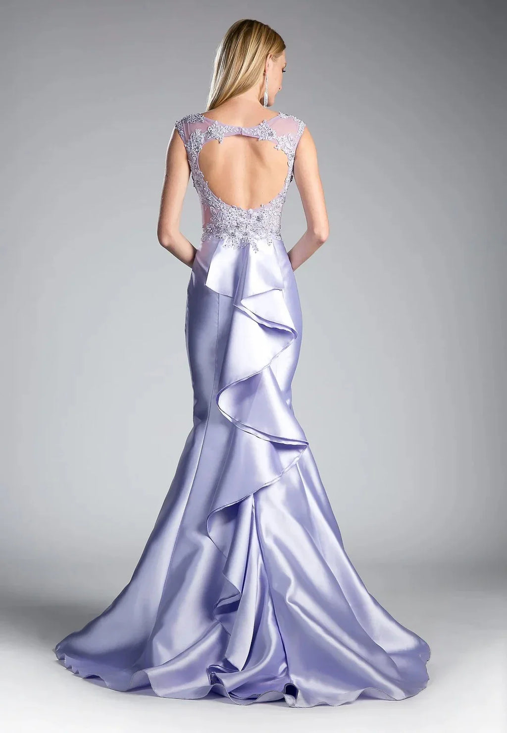 Elegant Mermaid Illusion Sleeveless Keyhole-Back Sweep-Train Prom Dress
