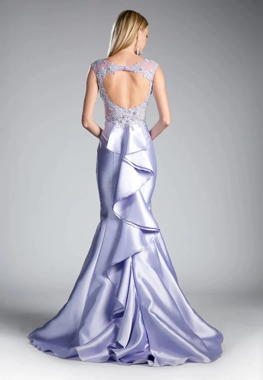 Elegant Mermaid Illusion Sleeveless Keyhole-Back Sweep-Train Prom Dress