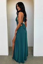 Sexy Sheath V Neck Sleeveless Backless Floor-Length Prom Dress