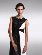 Little Black Dress Dress Wedding Guest Floor Length Sleeveless  V Back with Ruched
