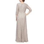 Mother of the Bride or Groom Dresses Round Neck Long 3/4 Sleeve Ruffle and Front Slit Formal Dress Wedding Guests Dresses