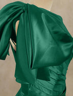 A-Line Evening Gown Celebrity Style Dress Formal Christmas Court Train Sleeveless One Shoulder Satin with Ruched