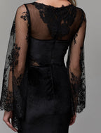 Elegant Dress Wedding Guest Floor Length Long Sleeve Lace