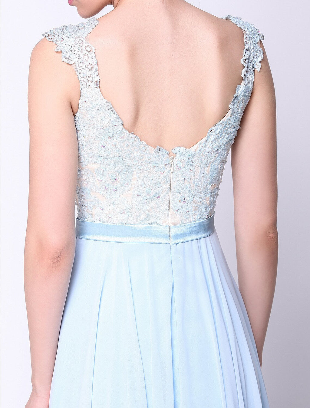Open Back Dress Holiday Floor Length Sleeveless Chiffon Beading Appliques