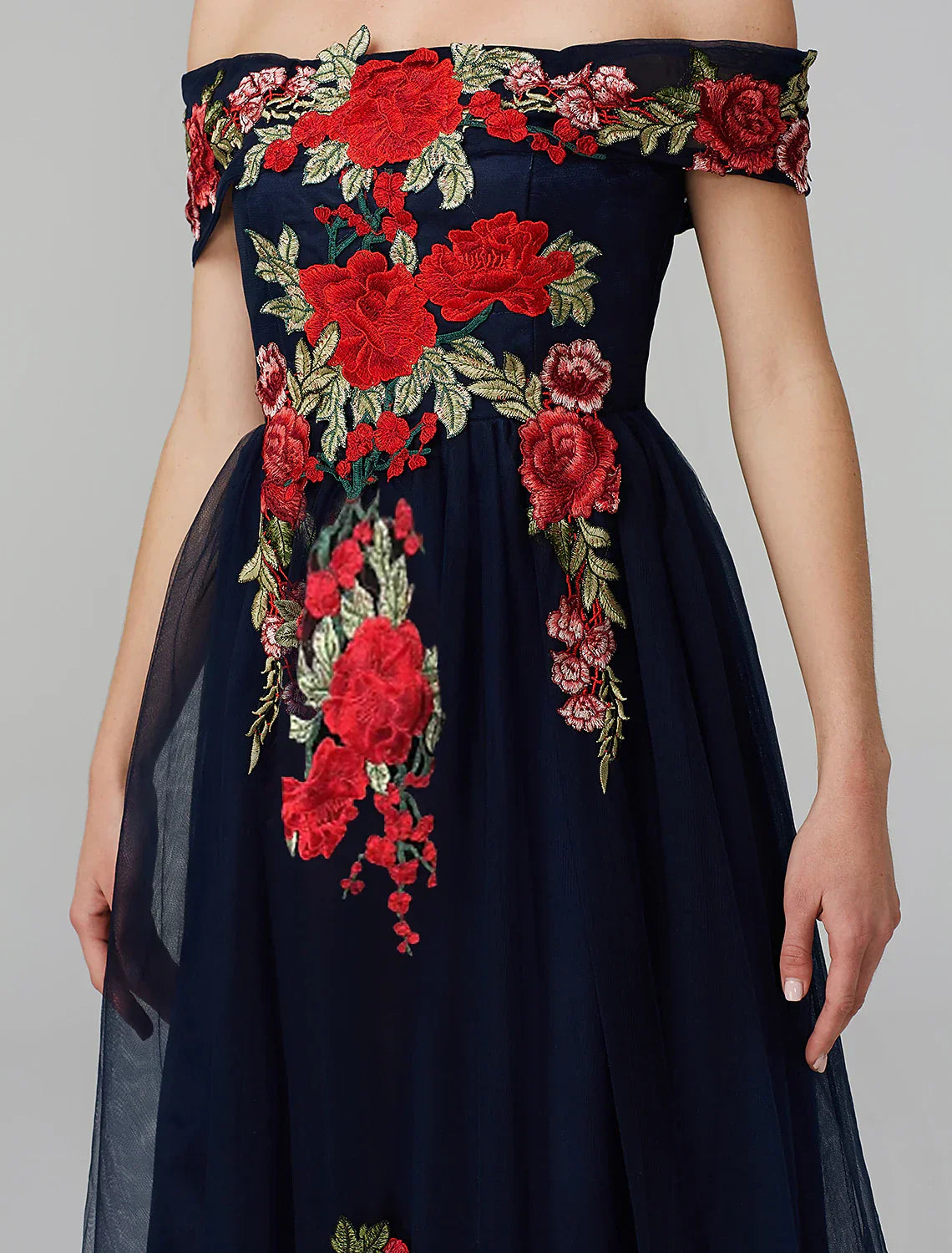 A-Line Hot Dress Wedding Guest Asymmetrical Sleeveless Illusion Neck Tulle with Appliques