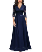 Mother of the Bride or Groom Dresses Floral Lace 2/3 Sleeves Long Dress Formal Dress Wedding Guests Dresses