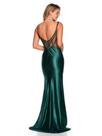 Glamorous Mermaid V-Neck Sleeveless Sheer-Back Floor-Length Prom Dress