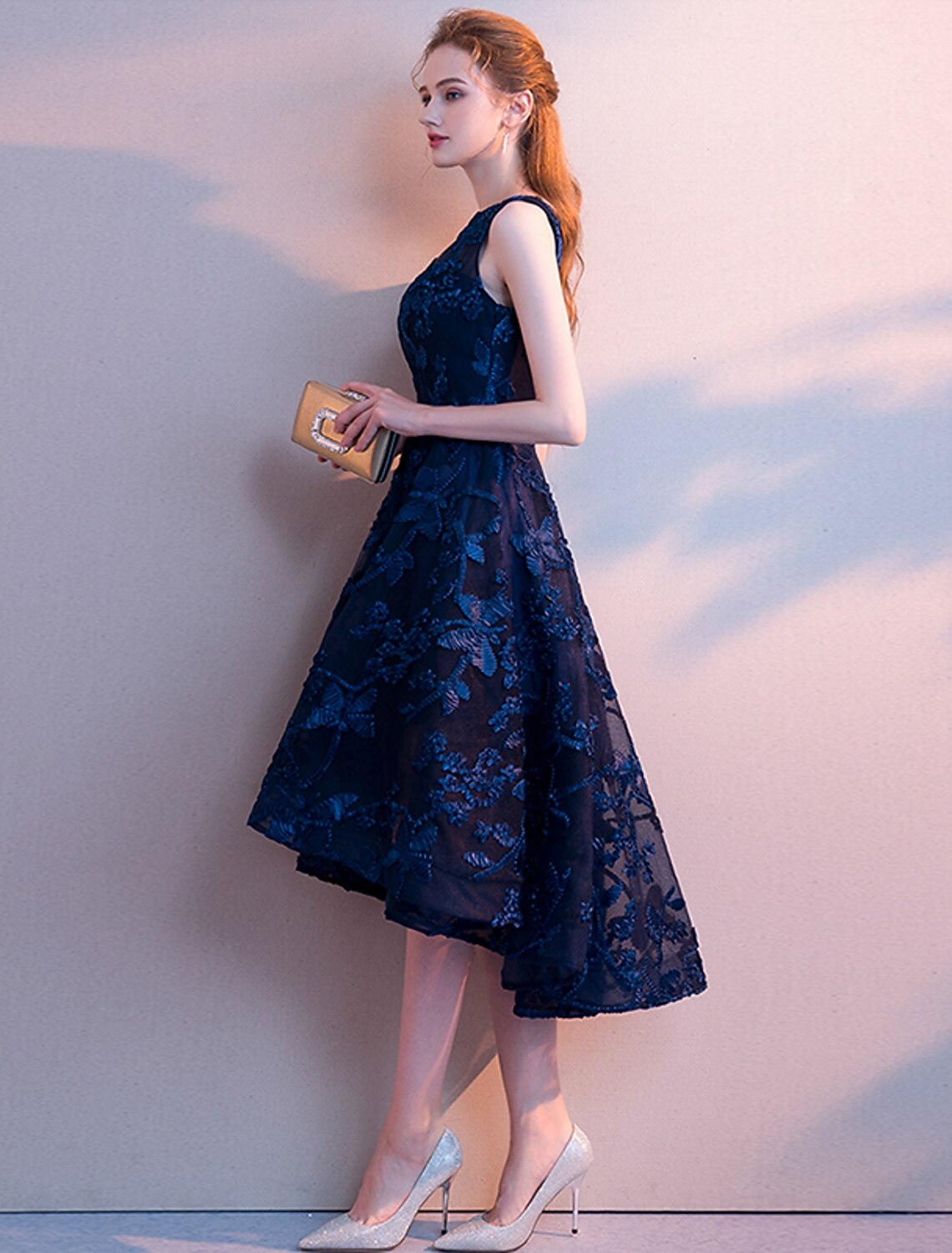 A-Line Cocktail Dresses Minimalist Dress Homecoming Party Wear Asymmetrical Sleeveless Jewel Neck Tulle with Pleats