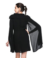 A-Line Little Black Dress Dress Holiday Homecoming Short / Mini Sleeveless Jewel Neck Fall Wedding Guest Chiffon with Pleats
