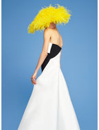 Sheath / Column Evening Gown Color Block Dress Wedding Short / Mini Sleeveless Strapless Satin with Ruched