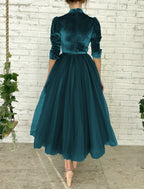 Ball Gown Cocktail Dresses Elegant Dress Party Wear Quinceanera Ankle Length Half Sleeve V Neck Tulle with Sash / Ribbon Buttons Splicing