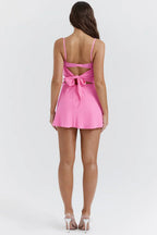 Showstopping A Line Backless Pink Cocktail Dress With Sweetheart Lace Neckline For Homecoming And Party Wear