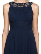 A-Line Cocktail Dresses Party Dress Wedding Guest Cocktail Party Knee Length Sleeveless Illusion Neck Chiffon with Ruched Sequin