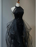 A-Line Prom Dresses Sparkle Shine Dress Wedding Party Sleeveless Sequined with Crystals Sequin Ruffles
