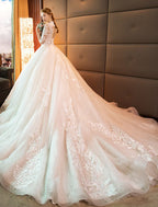 Engagement Open Back Formal Wedding Dresses  Princess Long Sleeve High Neck Lace With Sequin Appliques