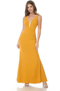 Glamorous Mermaid Deep V Sleeveless Zipper Back Floor Length Prom Dress