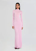 Stylish Sheath Mock Neck Long Sleeve Back Zip Floor Length Plus Size Prom Dress