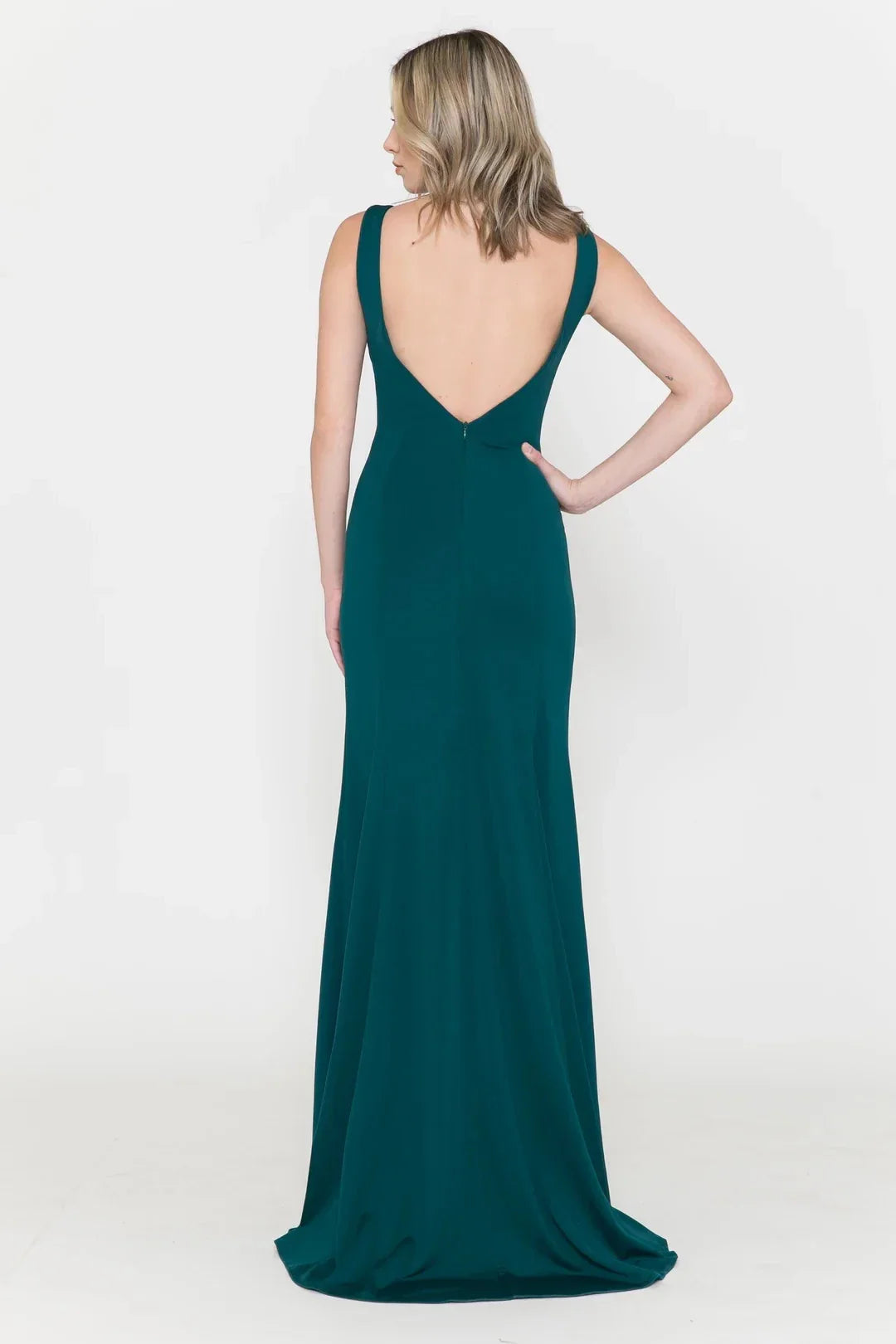 Sleek Mermaid Deep V-Neck Sleeveless Open Back Floor Length Prom Dress