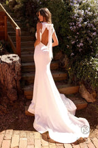 Elegant Mermaid Deep V-Neck Sleeveless Open Back Floor Length Prom Dress
