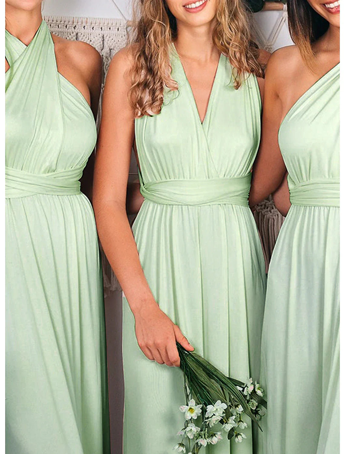 Mermaid / Trumpet Bridesmaid Dress V Neck Long Sleeve Elegant Court Train Chiffon with Ruching / Solid Color