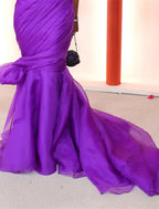 Mermaid / Trumpet Evening Gown Celebrity Style Dress Formal Black Tie Court Train Sleeveless One Shoulder Organza with Ruched
