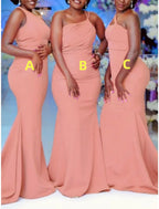 Mermaid Bridesmaid Dress One Shoulder Sleeveless With Stretch Fabric Ruching Elegant Brush Train