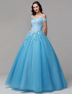 Vintage Dress Evening Floor Length Sleeveless Off Shoulder Lace Appliques