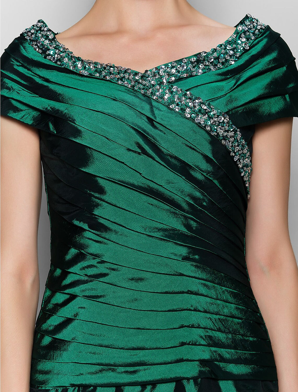 A-Line Mother of the Bride Dress Vintage Inspired V Neck Ankle Length Short Sleeve with Beading Side Draping