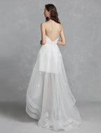 Open Back Little White Dresses Asymmetrical A-Line Strapless Lace With Appliques