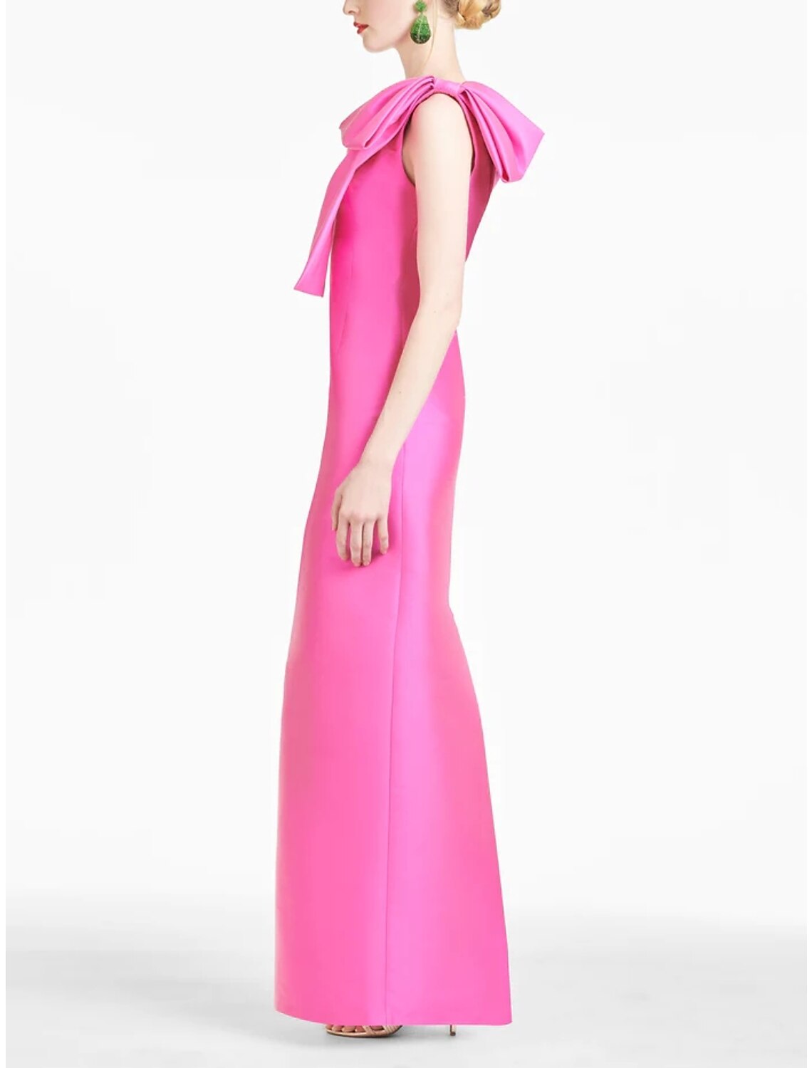 Sheath / Column Evening Gown Elegant Dress Formal Ankle Length Sleeveless One Shoulder Satin with Bow(s) Slit