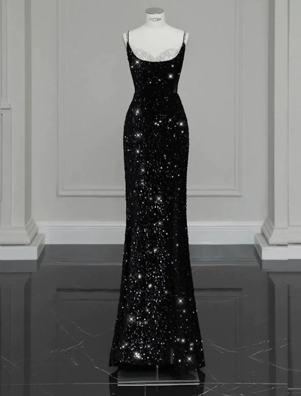 Evening Gown Sexy Dress Formal Floor Length Sleeveless Strap Sequined with Bow(s) Crystals