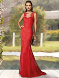 Mother of the Bride Dress Luxurious Elegant Lace Tulle Sleeveless with Pleats Appliques