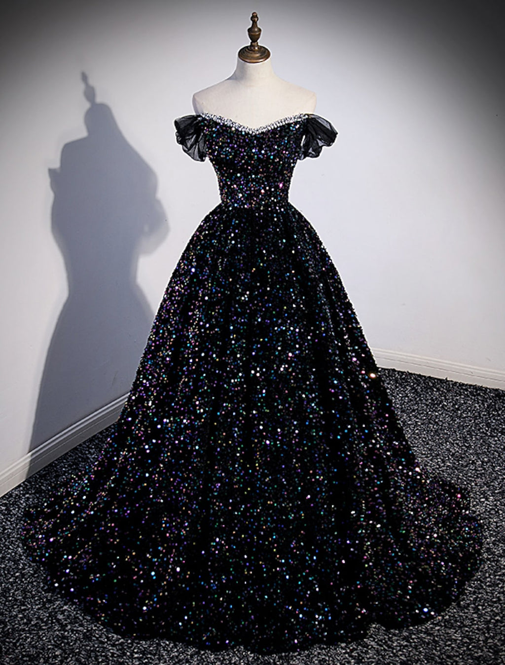 Ball Gown Prom Dresses Sexy Dress Wedding Sleeveless Off Shoulder Sequined with Pleats Sequin