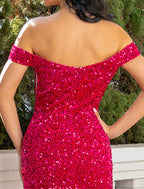 Mermaid / Trumpet Prom Dresses Sexy Dress Wedding Guest Floor Length Short Sleeve Off Shoulder Sequined with Ruched Sequin Slit