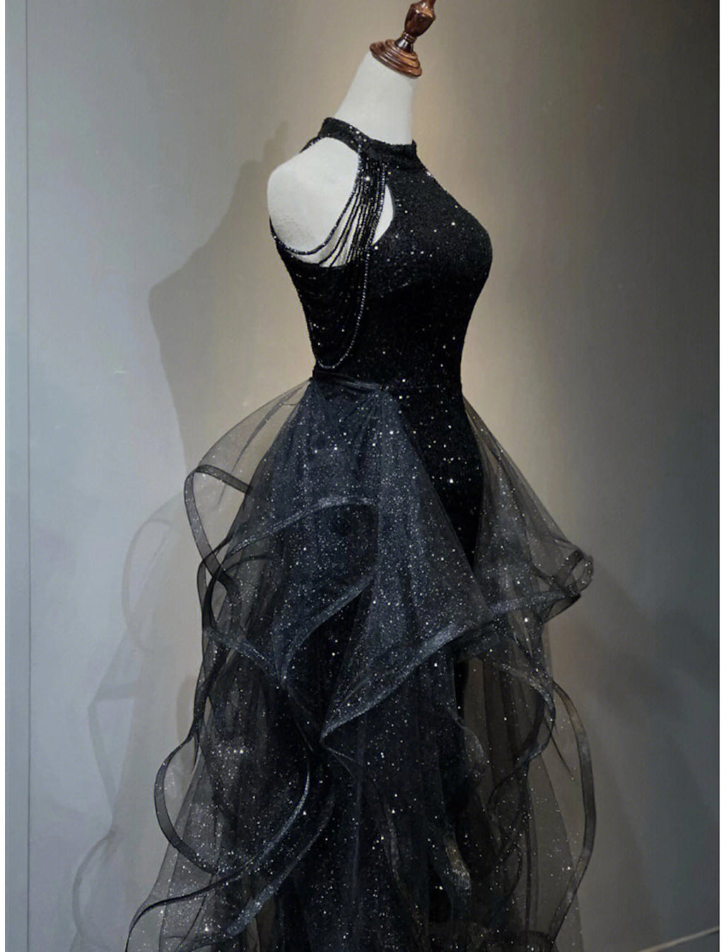 A-Line Prom Dresses Wedding Party Sleeveless y Sequined with Ruffles