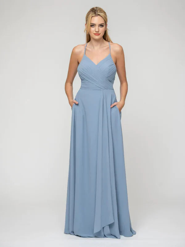 Sweetheart Chiffon Bridesmaid Dress With Crisscross Back Elegant Long Gown For Bridesmaids