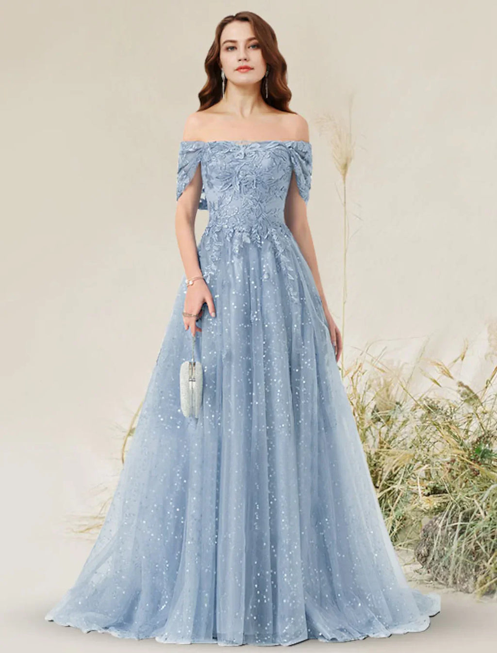 Prom Dresses Elegant Dress Wedding Sleeveless Off Shoulder Lace with Pleats