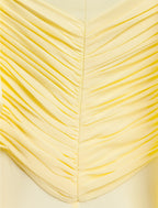 Elegant Dress Wedding Sleeveless Neck V Back Criss Cross Side Draping