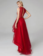 A-Line Dress Wedding Asymmetrical Sleeveless Neck Satin with Bow(s) Sequin