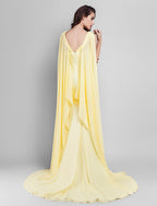 Elegant Dress Wedding Sleeveless Neck V Back Criss Cross Side Draping