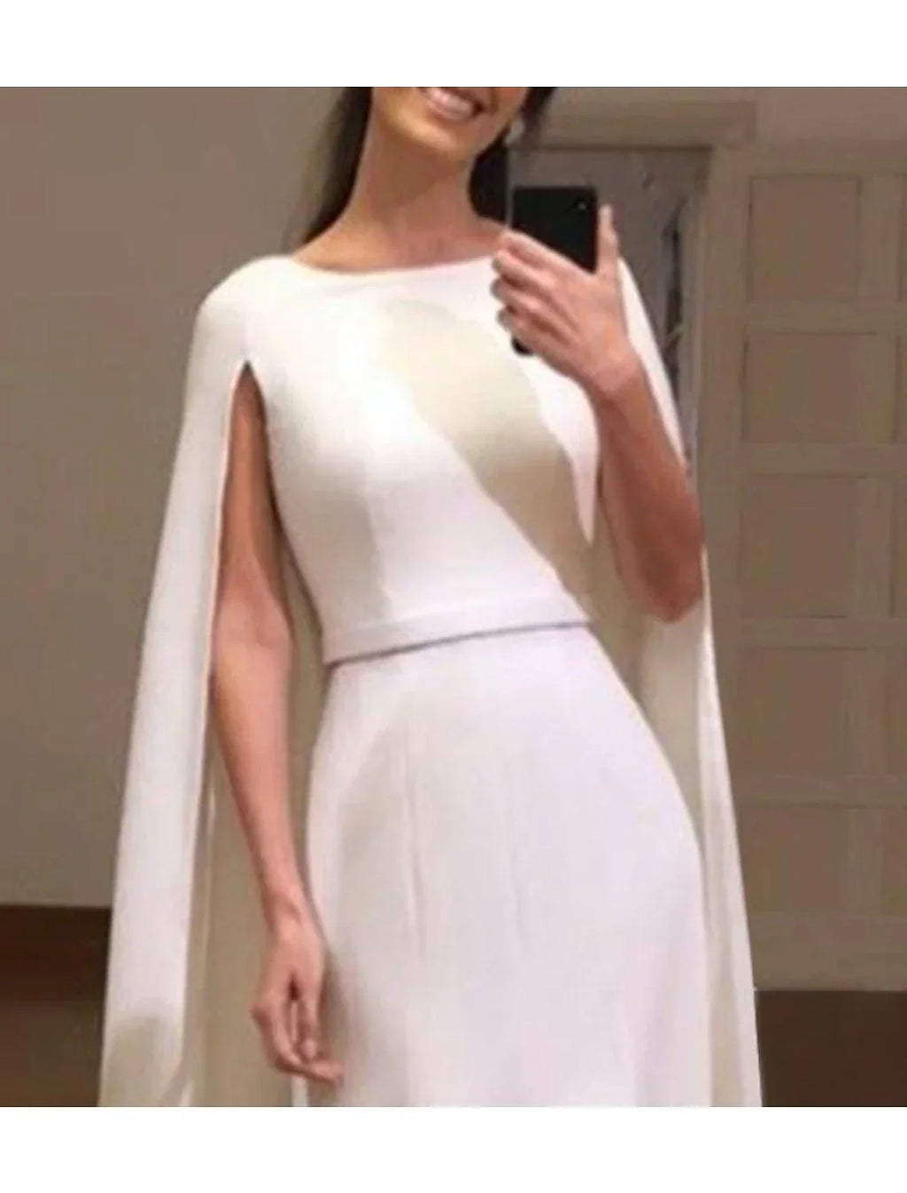 Casual A Line Wedding Dress For Brides With Sash, Scoop Neck, Sleeveless, Brush Train, Stretch Fabric Gown