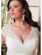 Wedding Dresses Sleeveless V Neck Chiffon With Pleats