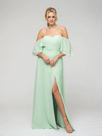 Bridesmaid Dresses Sweetheart Chiffon Flutter Sleeve With Split For Elegant Bridesmaids