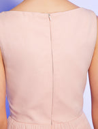 A-Line Cute Dress Homecoming Knee Length Sleeveless Boat Neck Pink Dress Chiffon with Lace