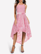 A-Line Special Occasion Dresses Hot Dress Homecoming Graduation Asymmetrical Sleeveless Halter Neck Lace with Sash / Ribbon Bow(s)