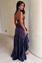 Mermaid/Trumpet Halter Neck Sleeveless Backless Asymmetrical-Length Prom Dress