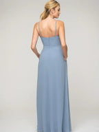 Bridesmaids Dress A Line Chiffon Cowl Neck Spaghetti Straps Elegant Wedding Party Gown